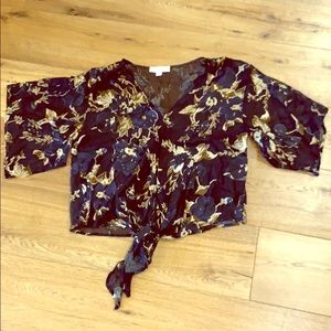 Floral blouse with cute tie bottom